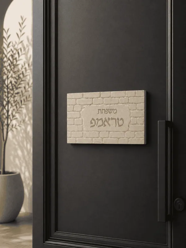 Alternative view of Jerusalem Stone Door Name Plate - Beige Kotel