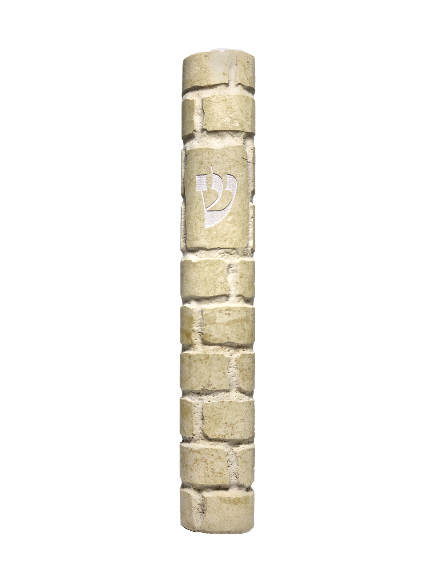 Jerusalem stone mezuzah case - Beige Rounded, handmade in Jerusalem