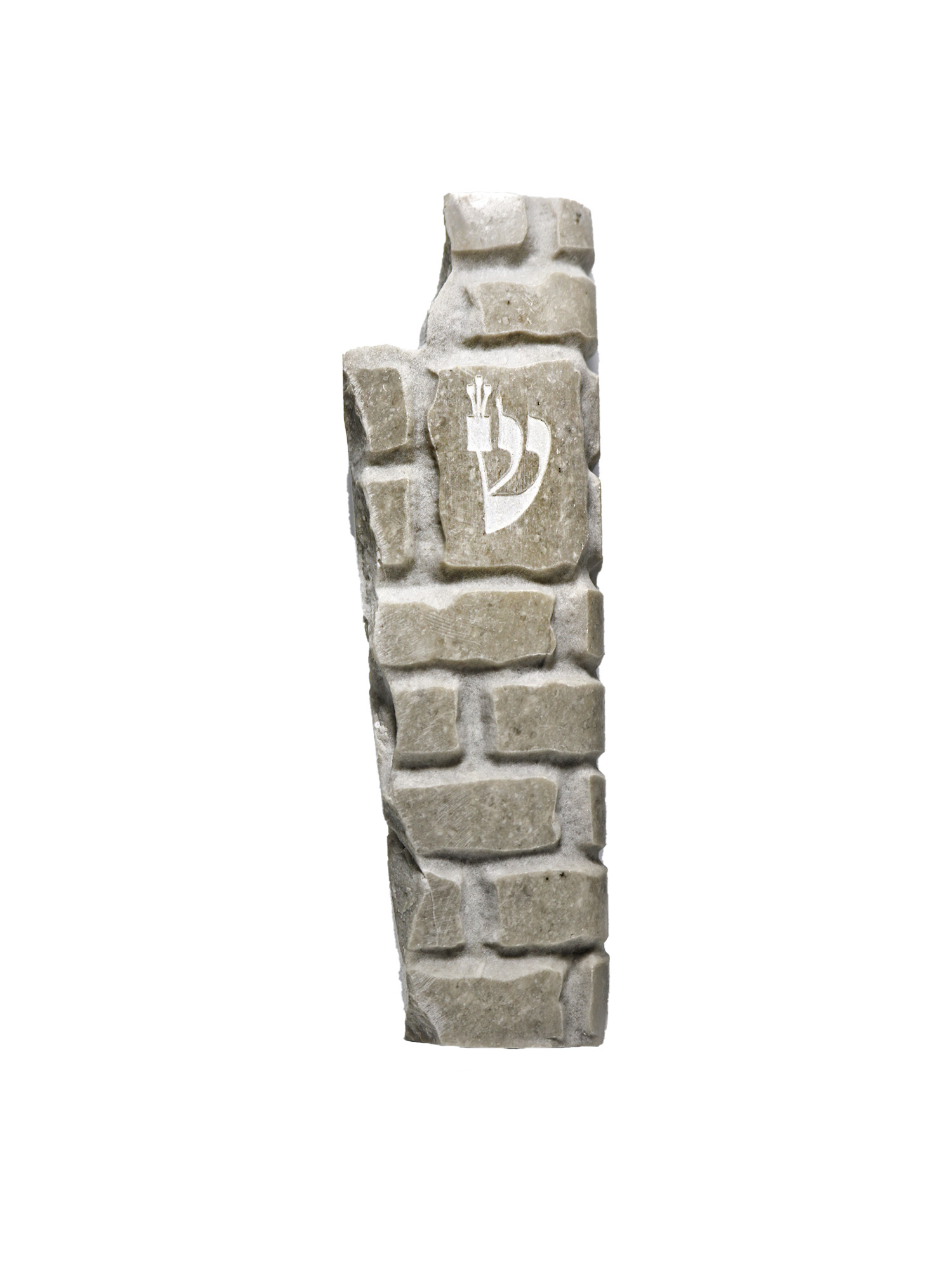 Jerusalem stone mezuzah case - Gray Israel Shape, handmade in Jerusalem
