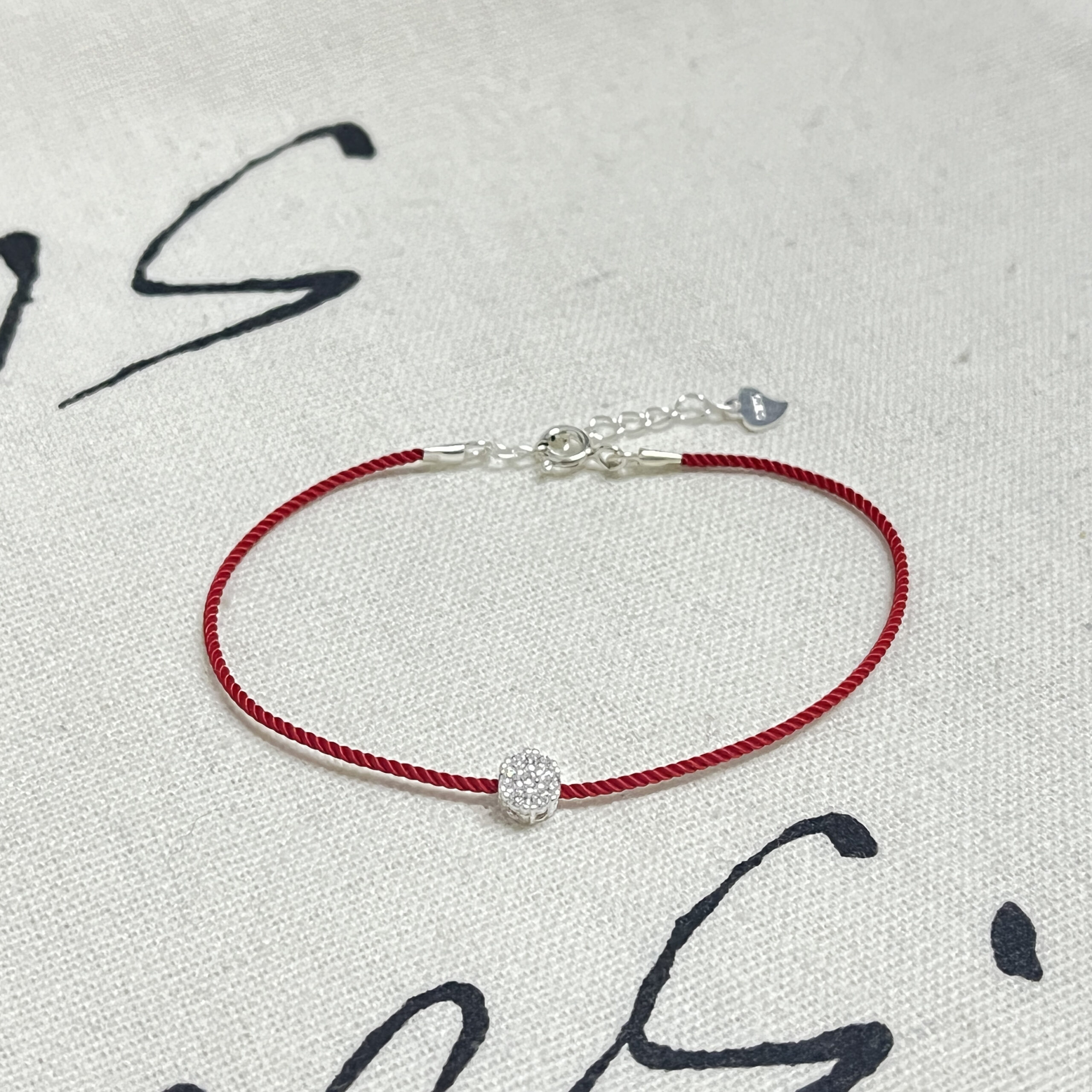 Red String Bracelet with Zicron Flower - 925 Bracelet - Image 3