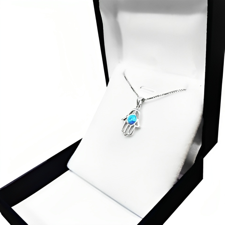Opal Hamsa Necklace - 925 Sterling Silver - Image 4