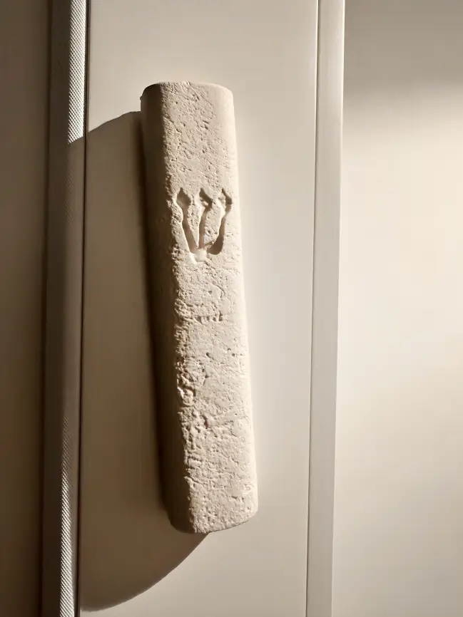 Jerusalem stone mezuzah case - Natural Design, handmade in Jerusalem