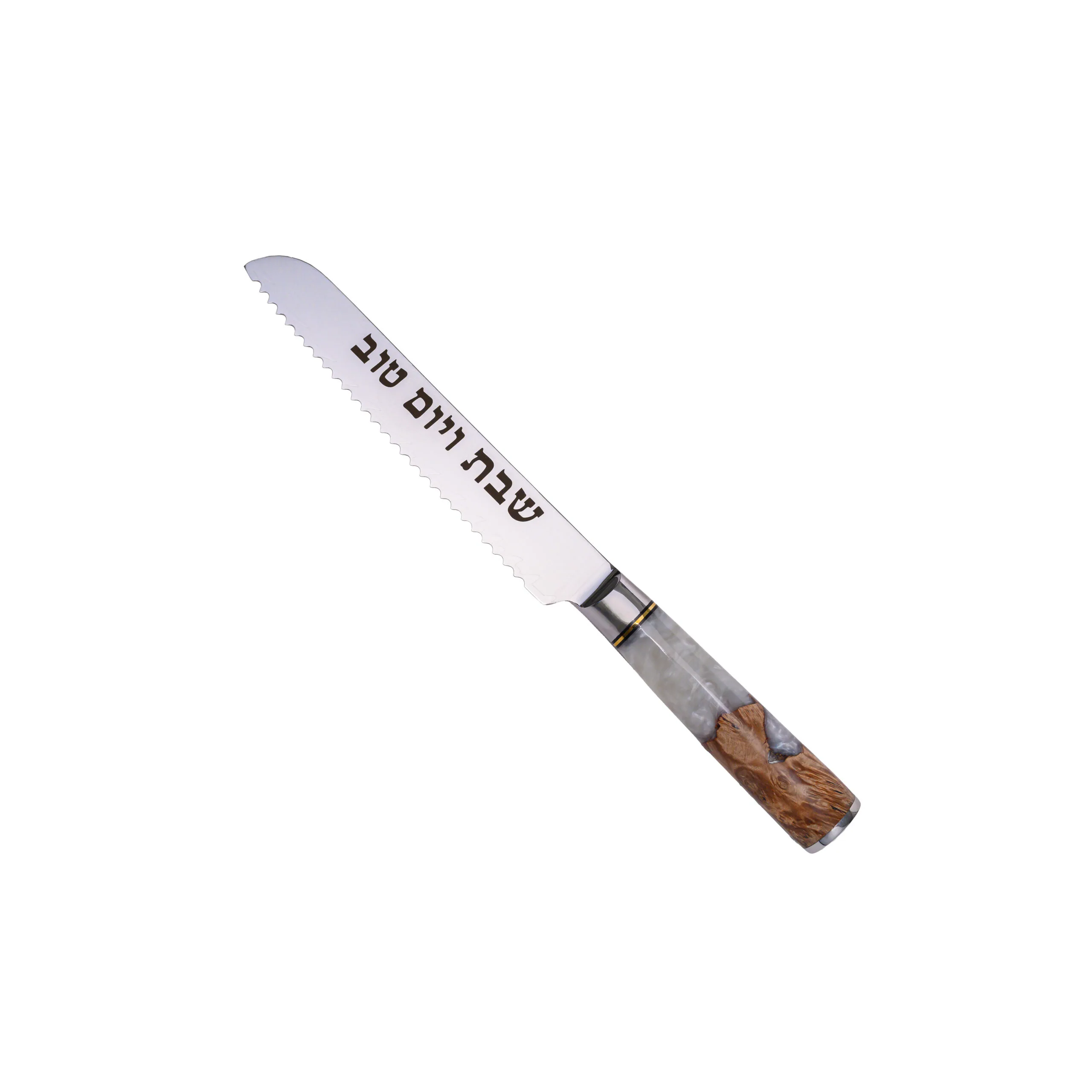 Wood and Epoxy Challah Knife - White