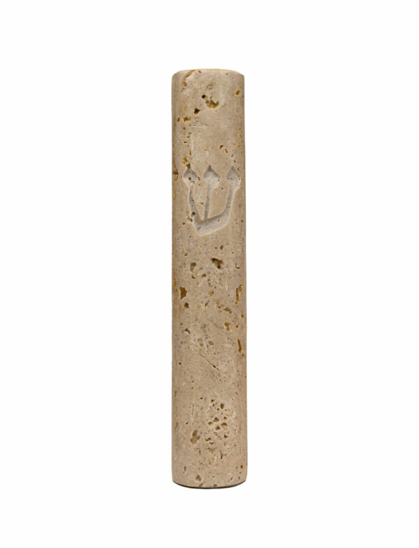 Jerusalem stone mezuzah case - Beige Travertine, handmade in Jerusalem (view 2)