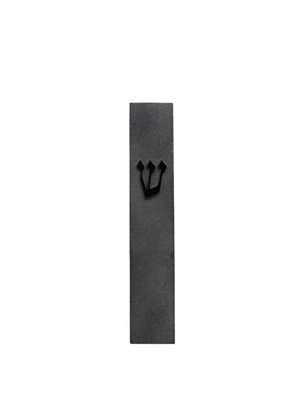 Jerusalem stone mezuzah case - Natural Black Built Shin, handmade in Jerusalem (view 3)