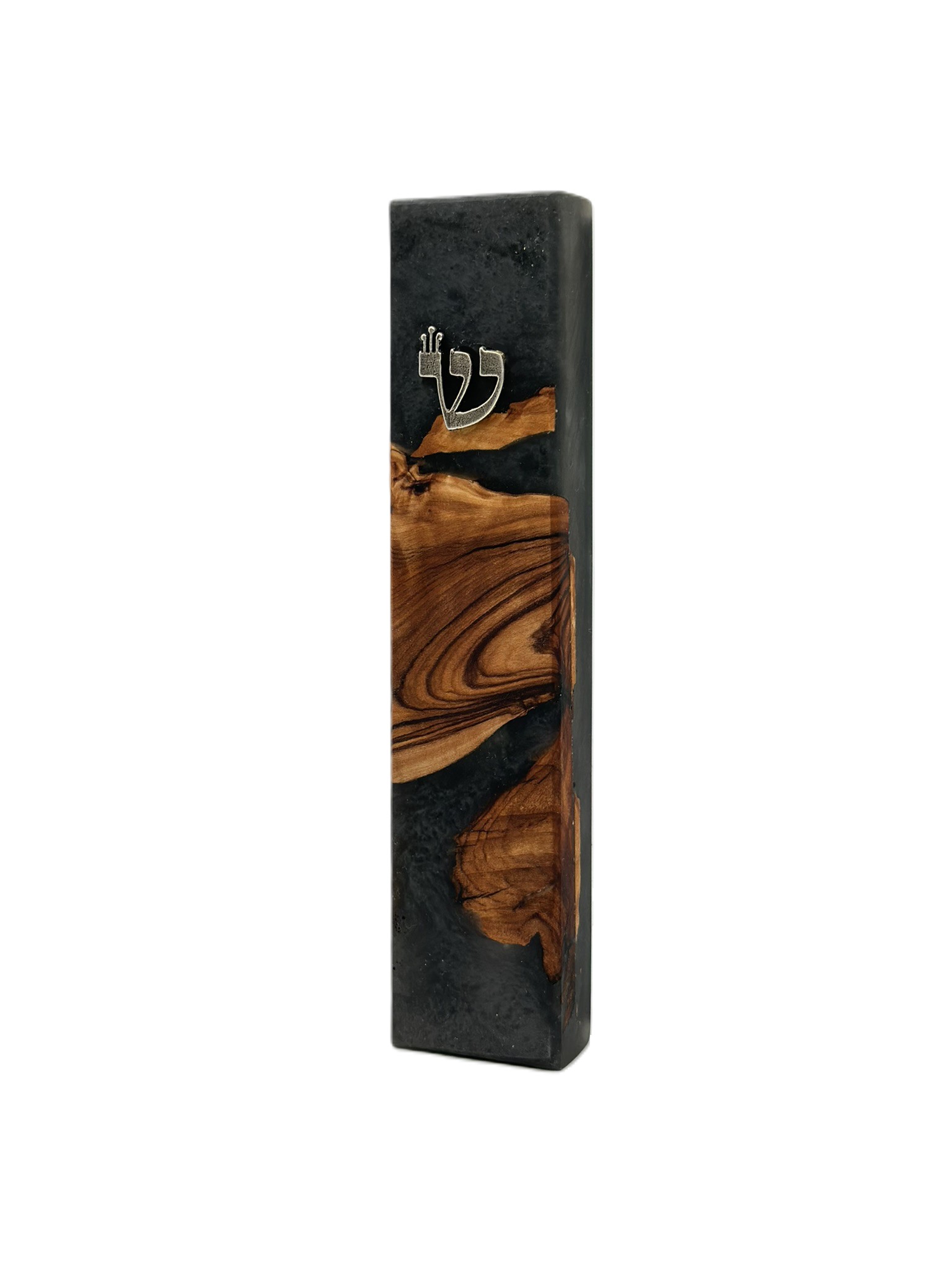 Handmade Modern Mezuzah Case Made of Olive Wood and Epoxy - Image 3