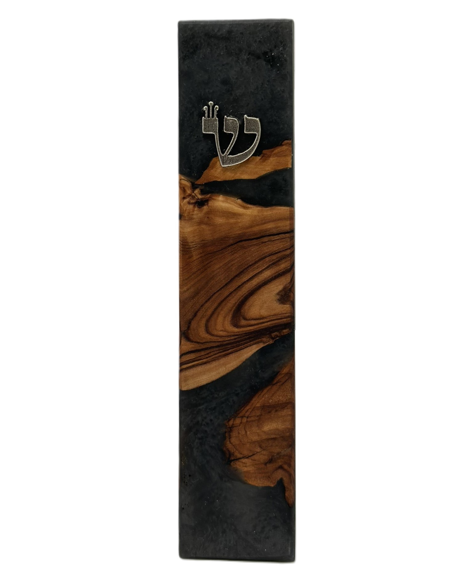 Handmade Modern Mezuzah Case Made of Olive Wood and Epoxy - Image 4