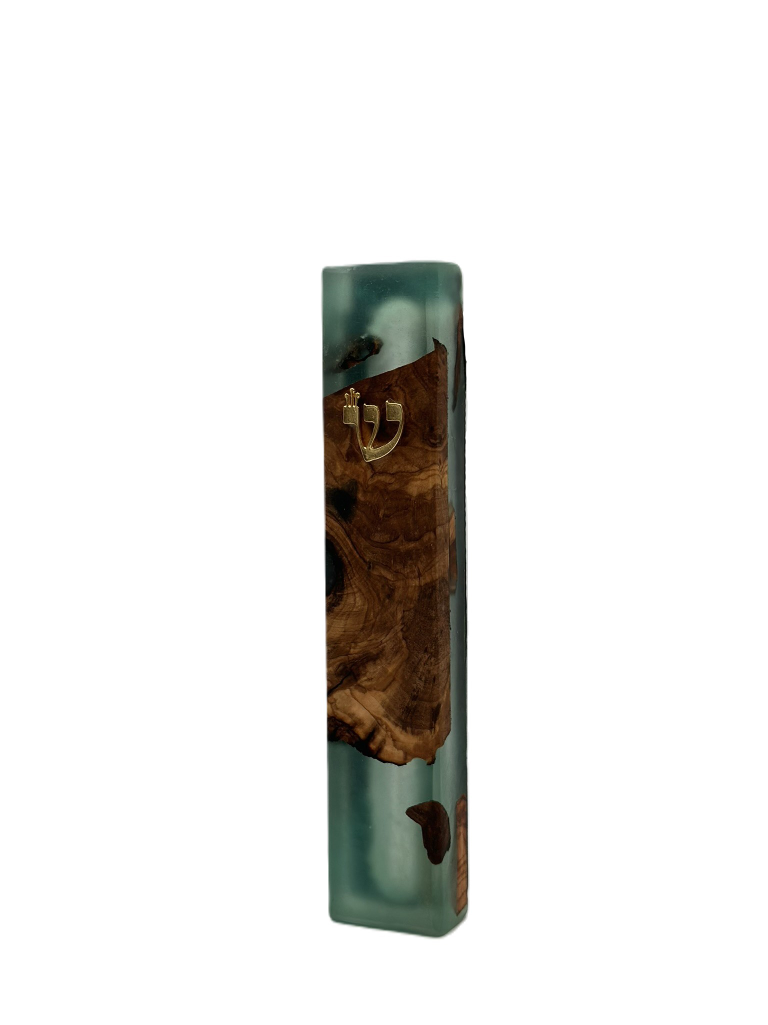 Handmade Modern Mezuzah Case Made of Olive Wood and Epoxy - Image 5