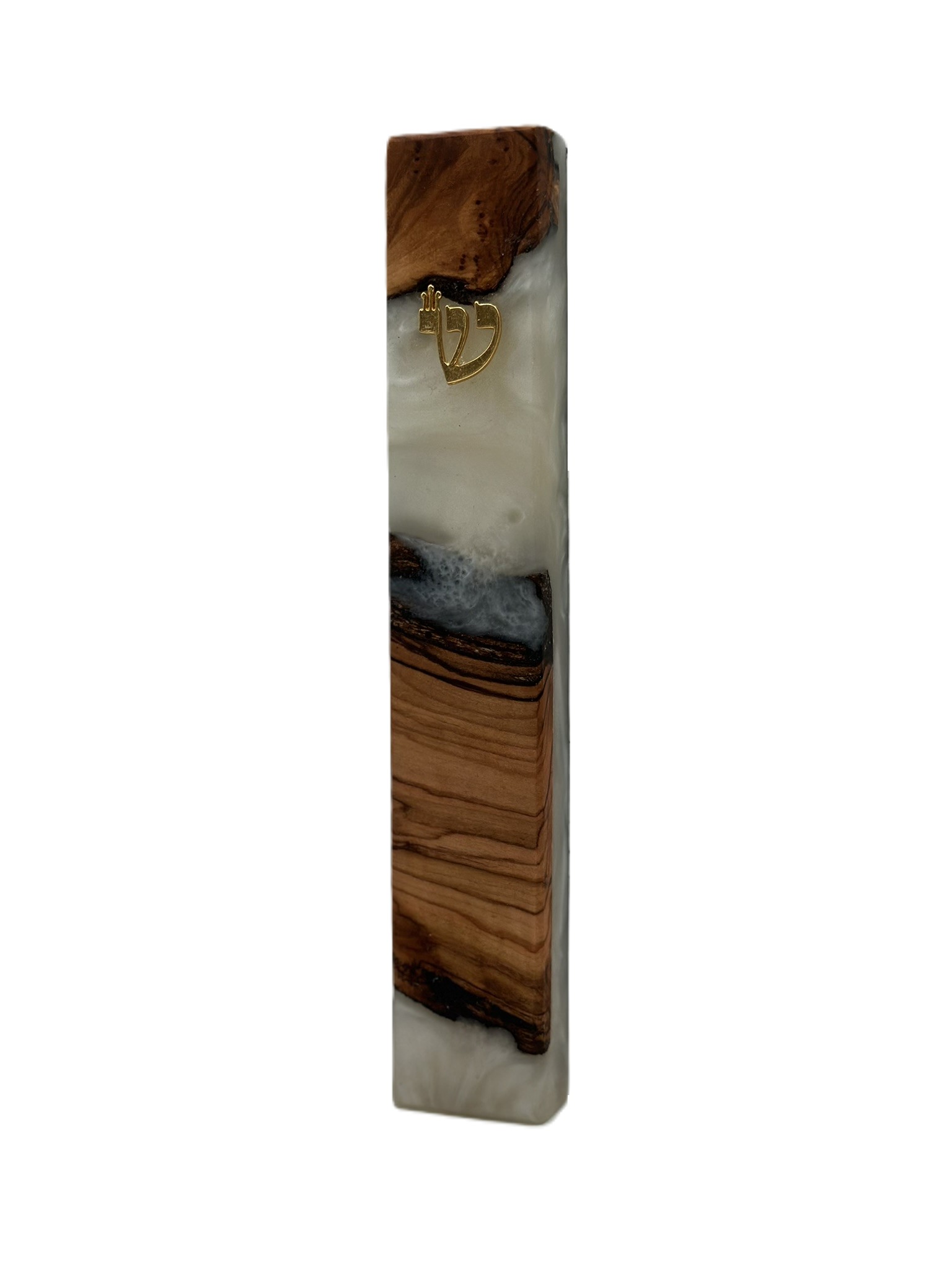 Handmade Modern Mezuzah Case Made of Olive Wood and Epoxy - Image 7