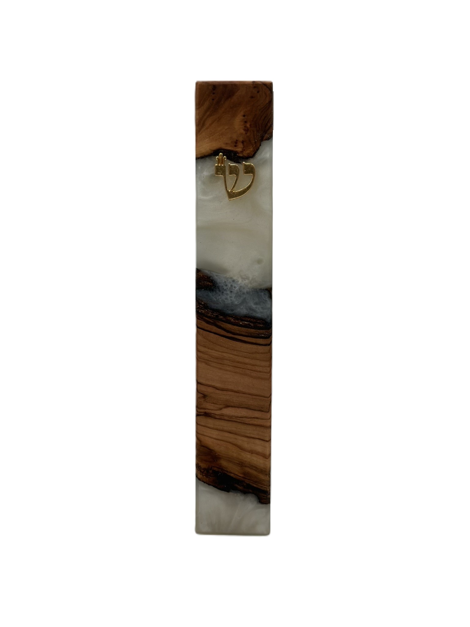 Handmade Modern Mezuzah Case Made of Olive Wood and Epoxy - Image 8