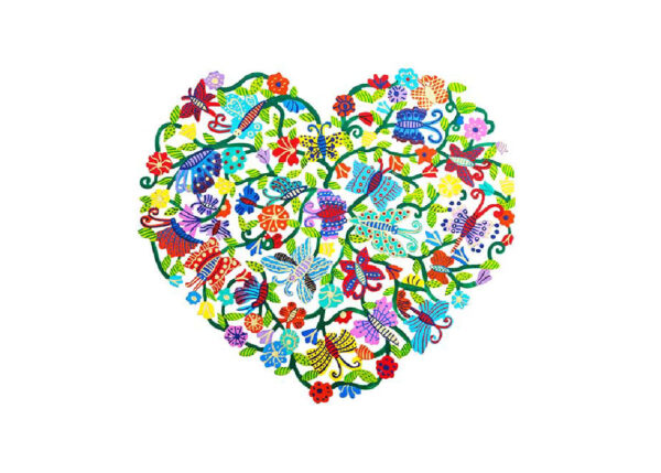Metal Heart Cutout for Hanging - Colorful Flowers and Butterflies