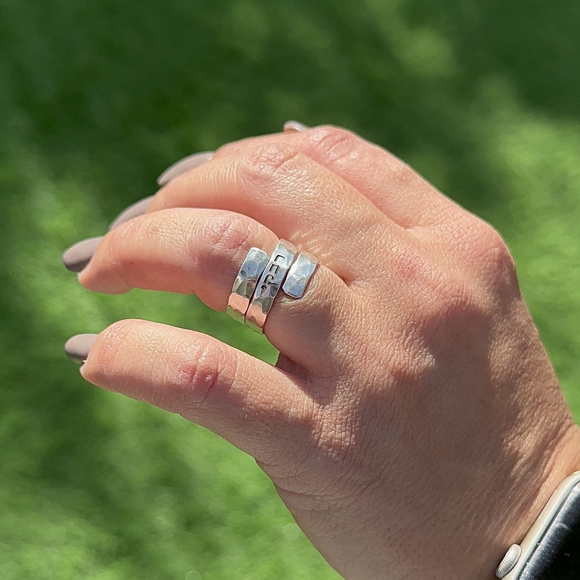 Hammered Spiral Ring, 925 Sterling Silver Handmade Spiral Band, Kosel Ring - Image 2