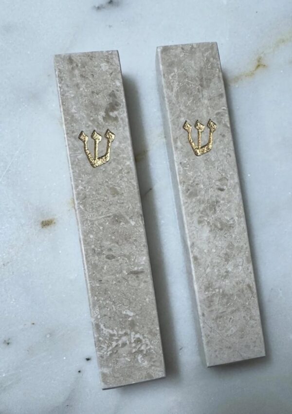 Jerusalem stone mezuzah case - Crema Stone, handmade in Jerusalem (view 2)