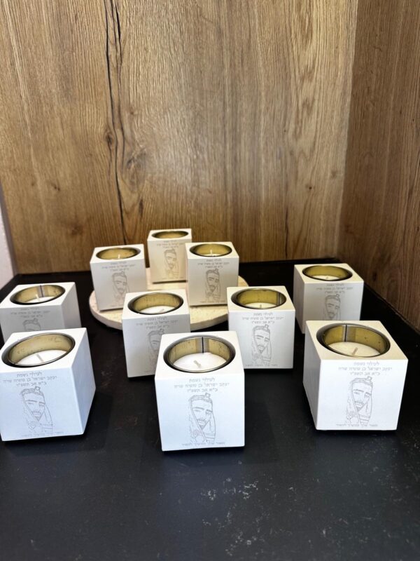 Personalized Memorial Candle Holder – Custom Concrete Yahrzeit Candle with Photo & Engraving