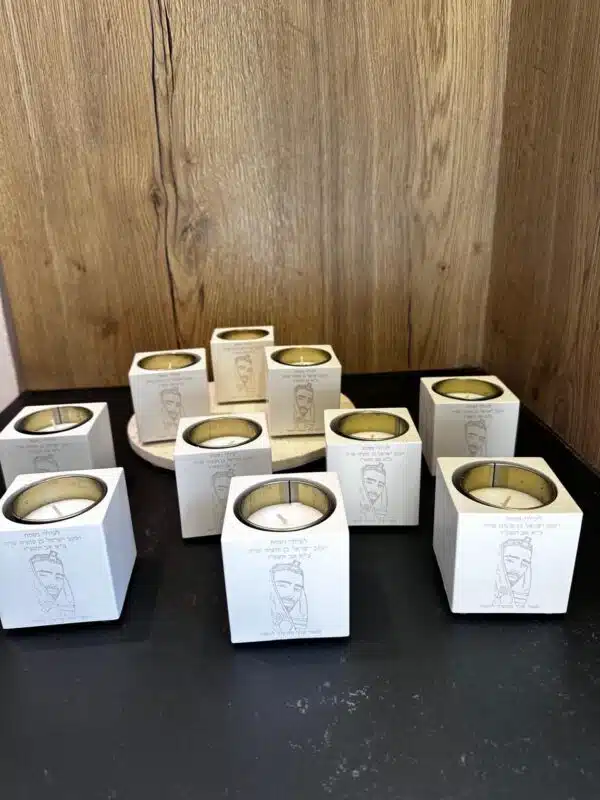 Personalized Memorial Candle Holder – Custom Concrete Yahrzeit Candle with Photo & Engraving