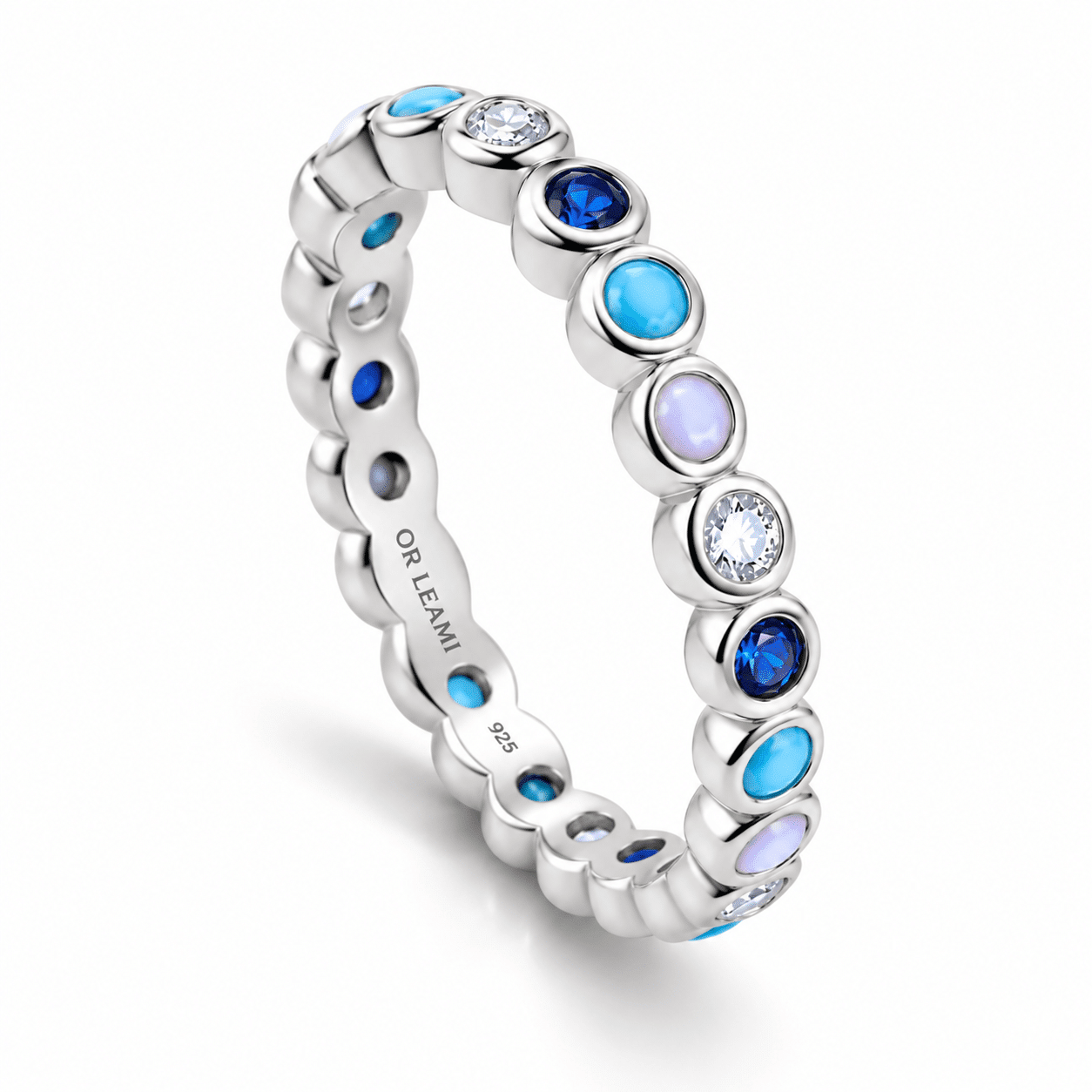 Colorful Tennis Ring – 925 Sterling Silver