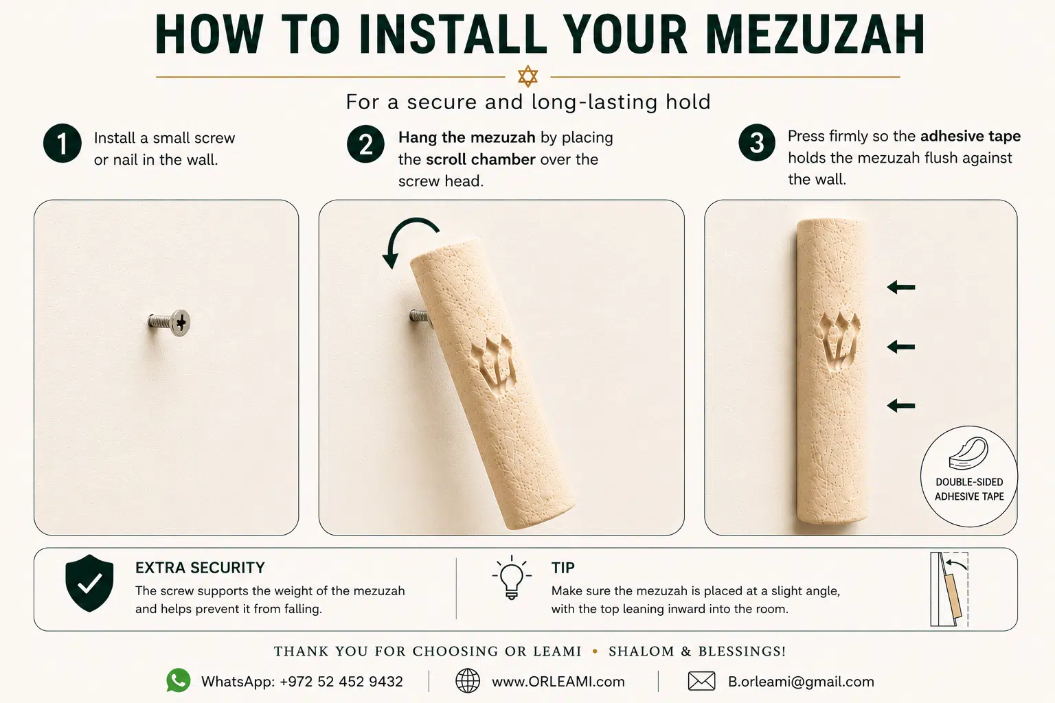 How to Install Your Mezuzah How to Install a Mezuzah – Step-by-Step Installation Guide | OR LEAMI